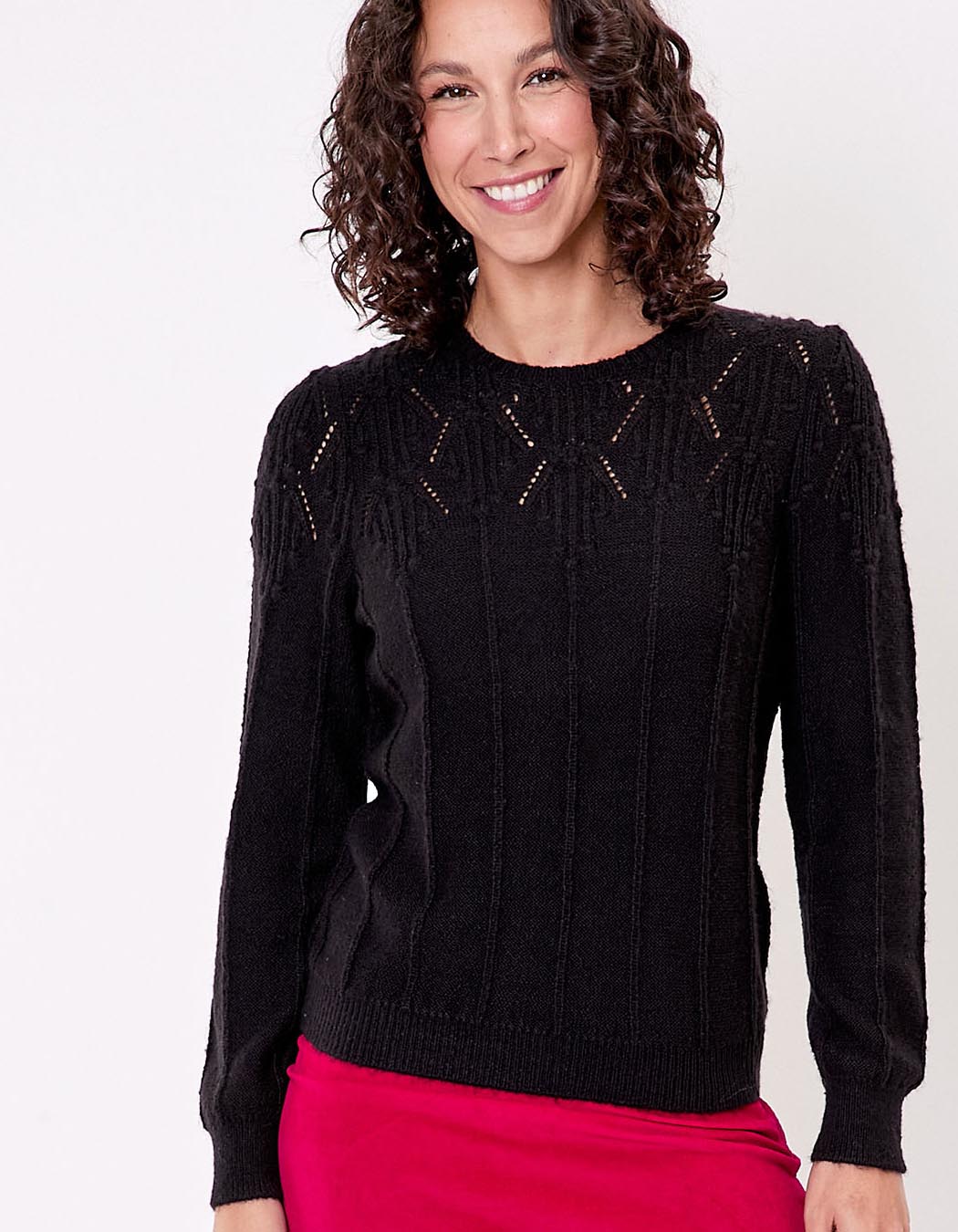 Pull maille fantaisie col rond imprimé Princesse Nomade