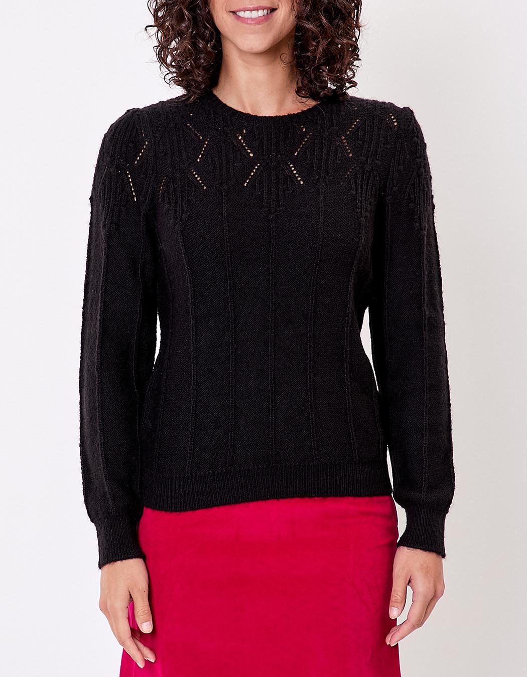 Pull maille fantaisie col rond imprimé Princesse Nomade