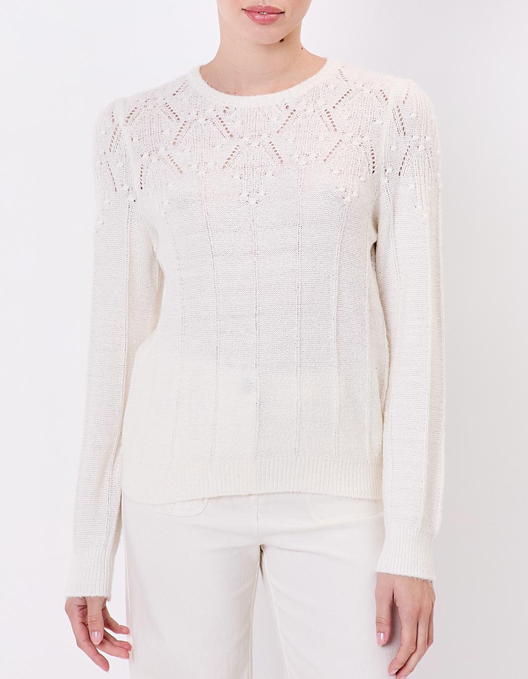 Pull maille fantaisie col rond imprimé Princesse Nomade