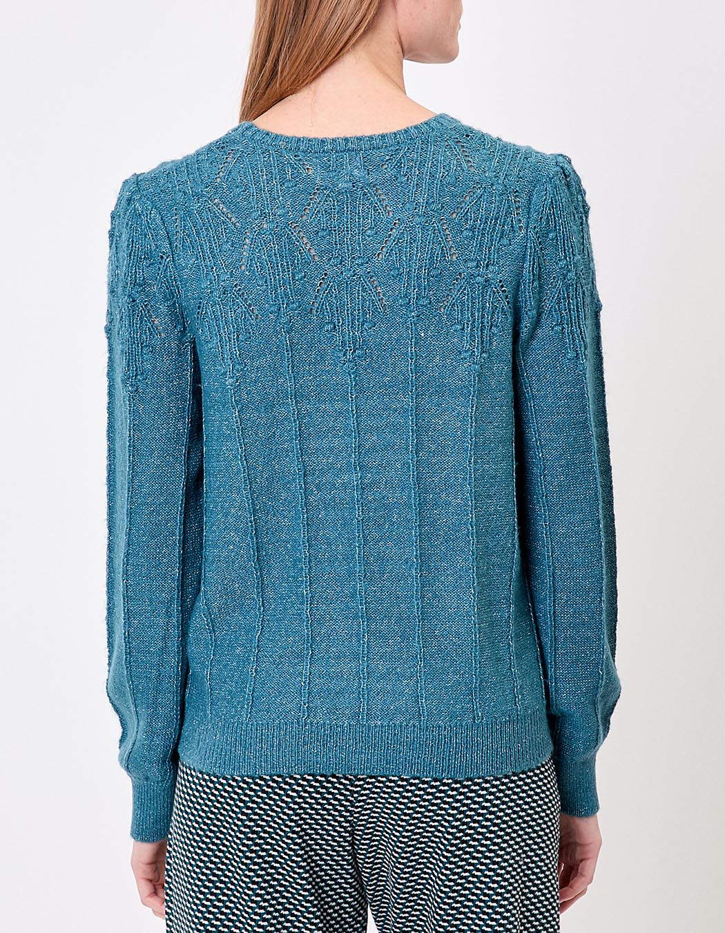 Pull maille fantaisie col rond imprimé Princesse Nomade