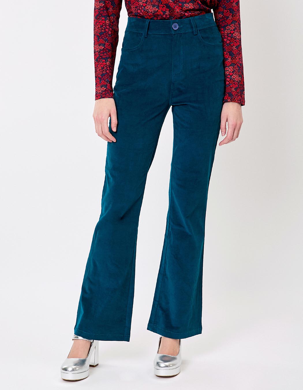 Pantalon flare velours côtelé imprimé Princesse Nomade