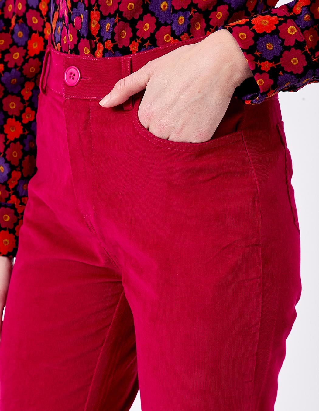 Pantalon flare velours côtelé imprimé Princesse Nomade