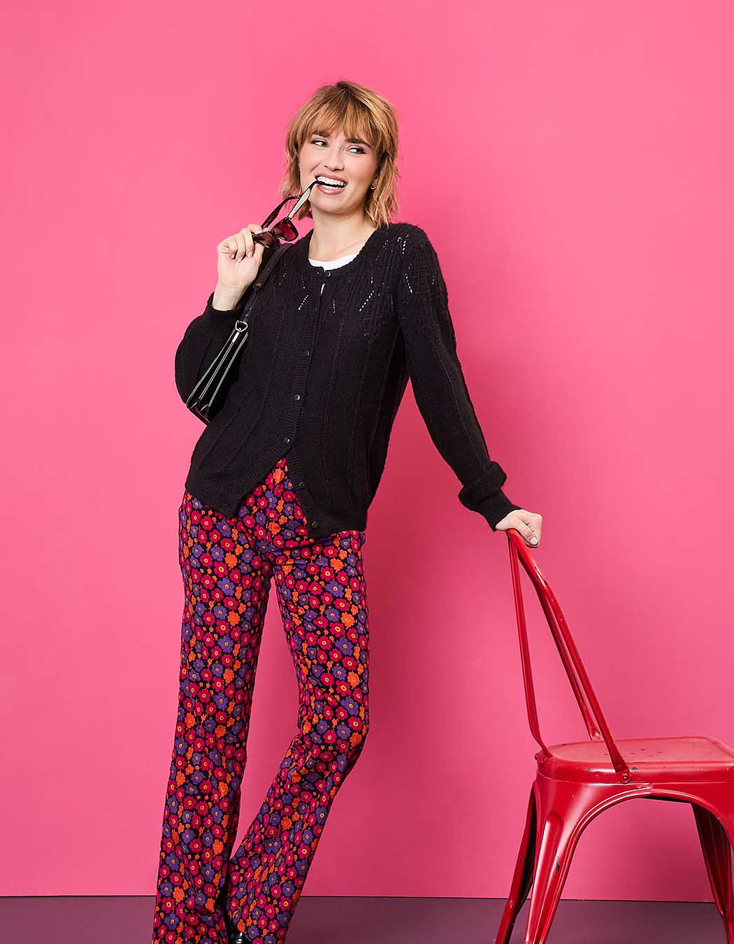 Pantalon flare velours côtelé imprimé Princesse Nomade