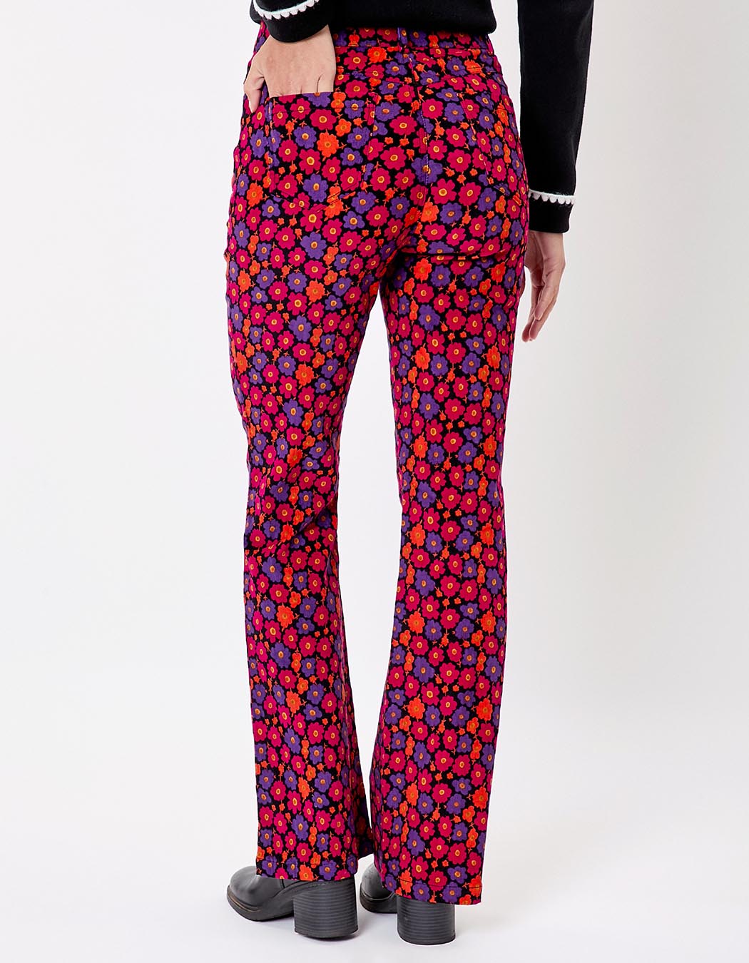 Pantalon flare velours côtelé imprimé Princesse Nomade