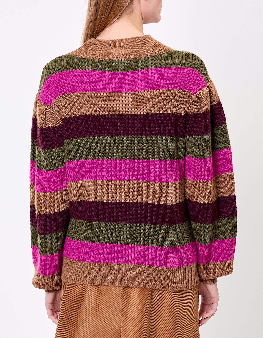 Pull col cheminée en maille à rayures imprimé Princesse Nomade