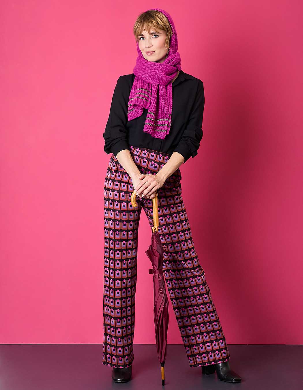 Pantalon ample maille jacquard bio imprimé Princesse Nomade