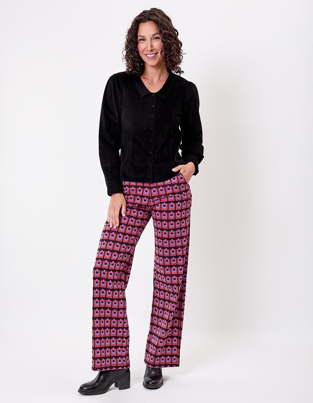 Pantalon ample maille jacquard bio imprimé Princesse Nomade