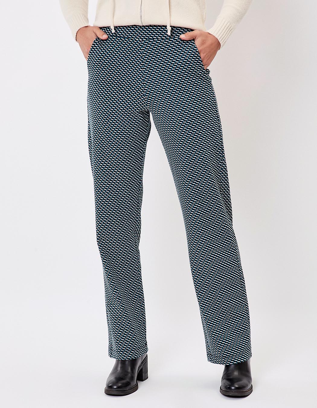 Pantalon droit maille jacquard bio imprimé Princesse Nomade