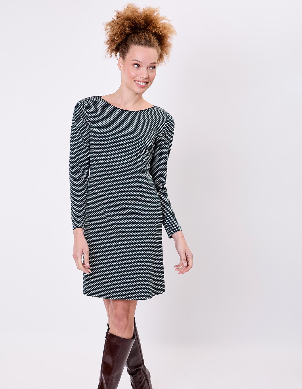 Robe ajustée maille jacquard bio imprimé Princesse Nomade
