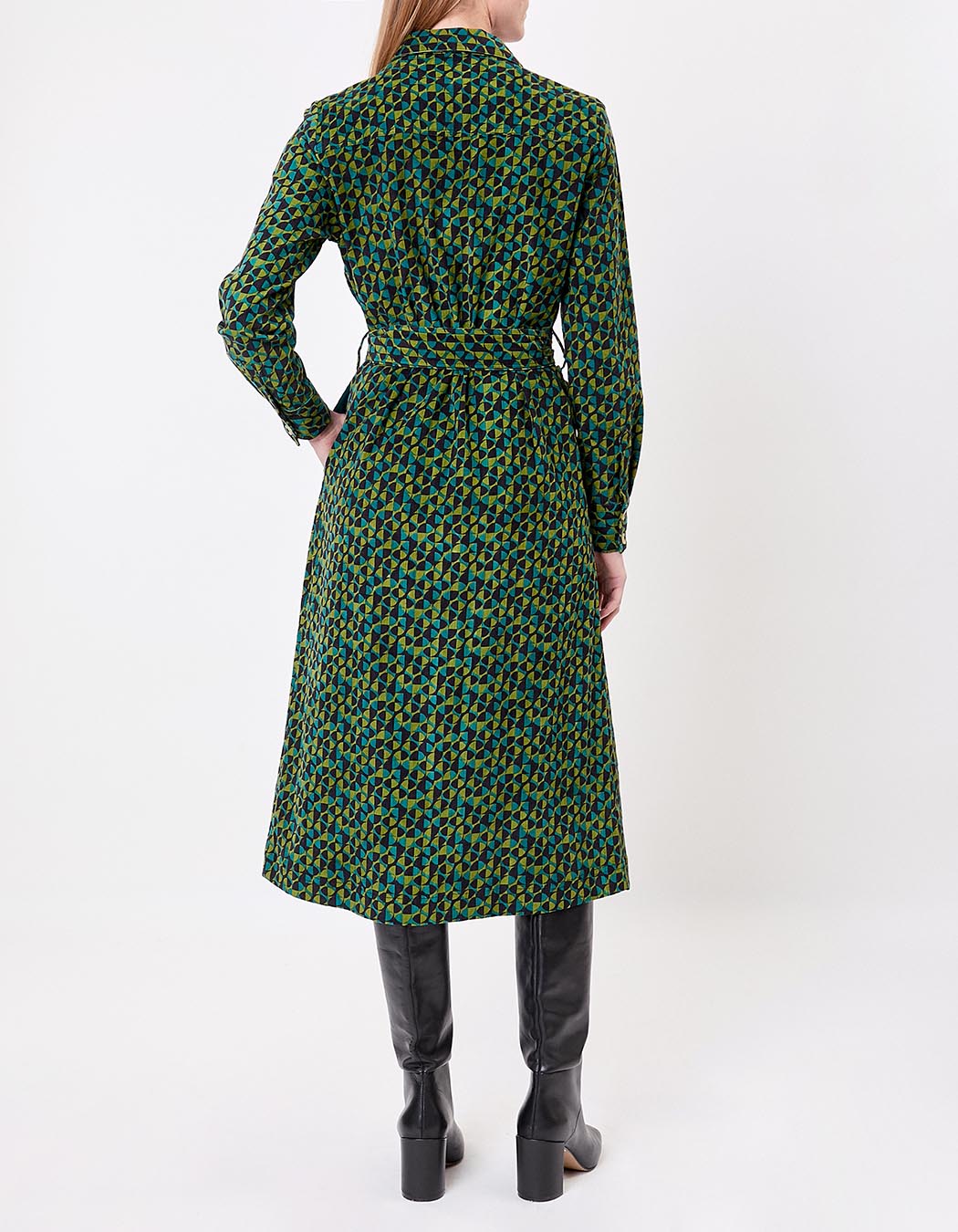 Robe midi chemisier velours côtelé imprimé Princesse Nomade