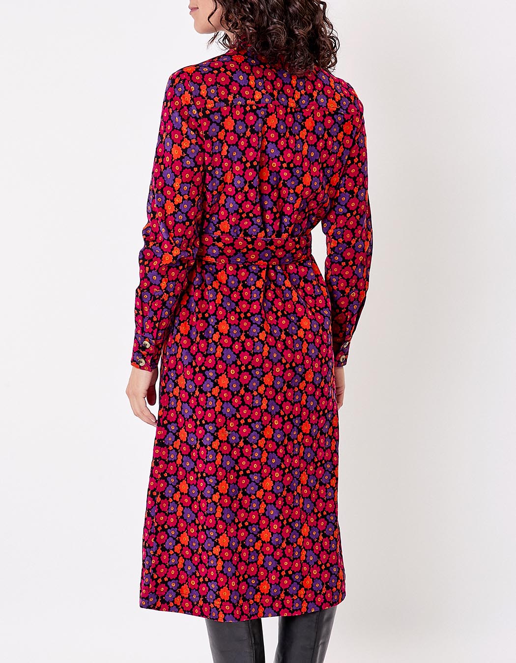 Robe midi chemisier velours côtelé imprimé Princesse Nomade