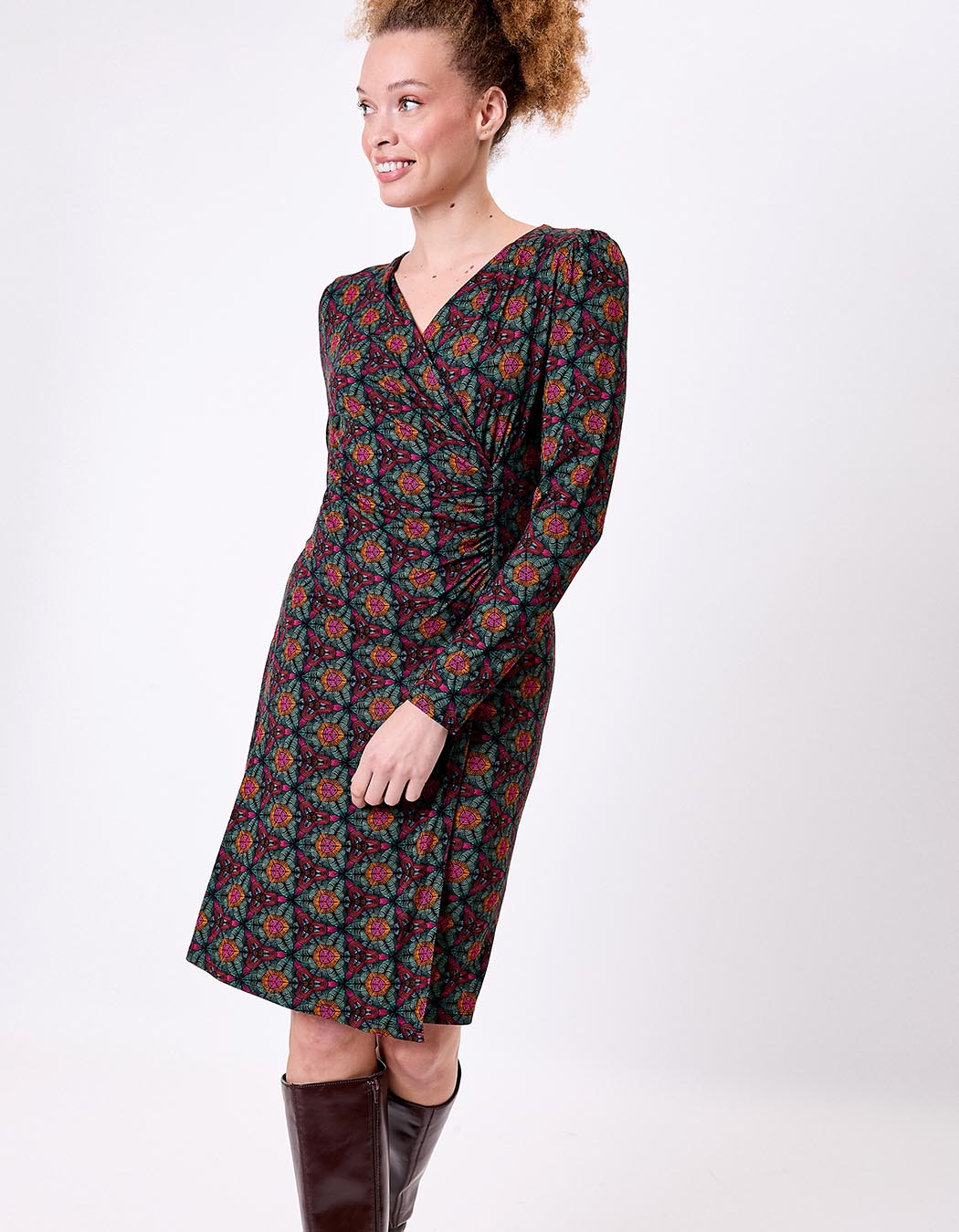 Robe maille fluide esprit portefeuille imprimé Princesse Nomade
