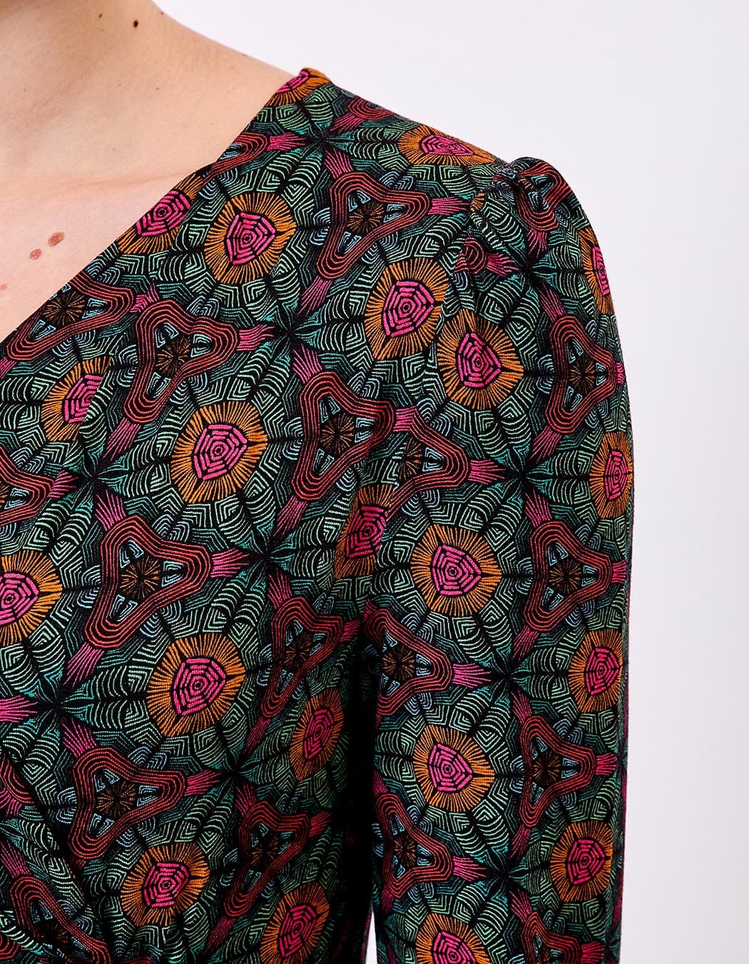 Robe maille fluide esprit portefeuille imprimé Princesse Nomade