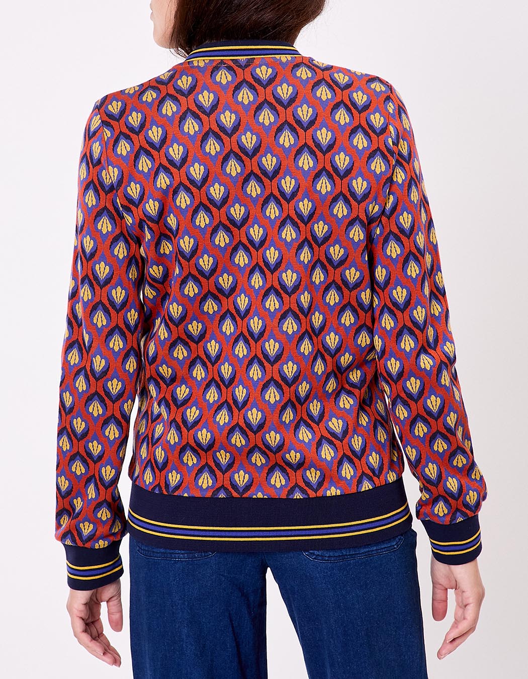 Blouson teddy maille jacquard bio imprimé Princesse Nomade
