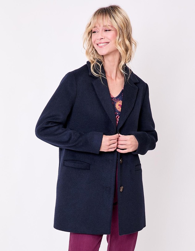 Manteau droit lainage imprim&eacute; La Fianc&eacute;e