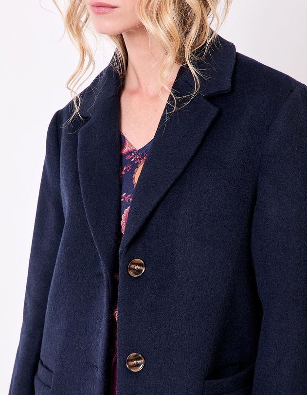 Manteau droit lainage imprim&eacute; La Fianc&eacute;e