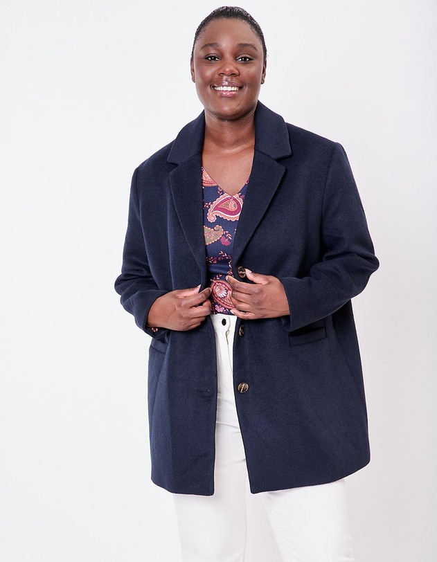 Manteau droit lainage imprim&eacute; La Fianc&eacute;e