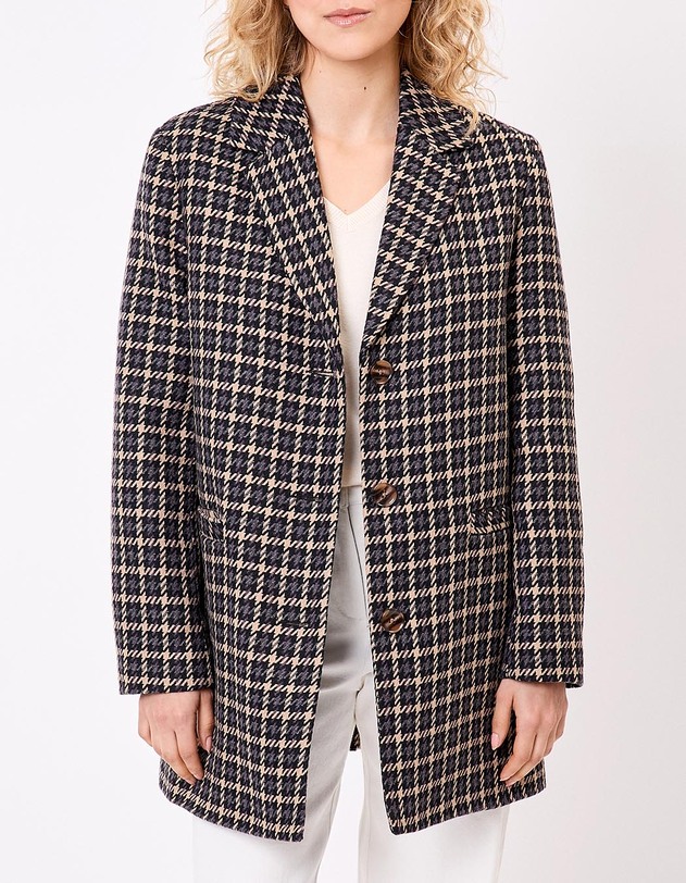 Manteau droit lainage imprim&eacute; La Fianc&eacute;e