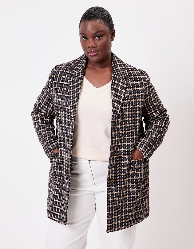 Manteau droit lainage imprim&eacute; La Fianc&eacute;e