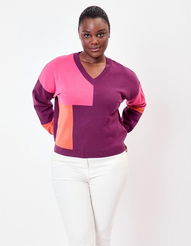 Pull tricot patchwork imprim&eacute; La Fianc&eacute;e