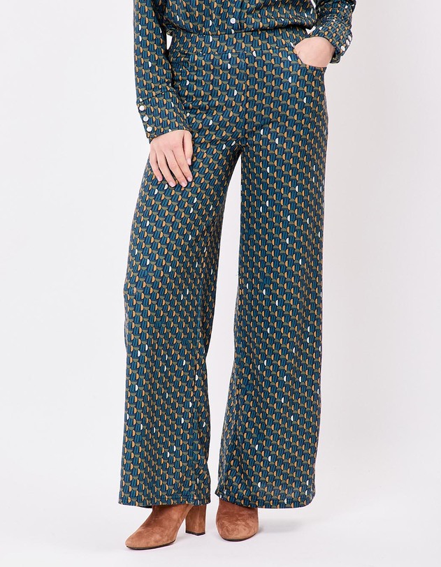 Pantalon large maille souple imprimé La Fiancée