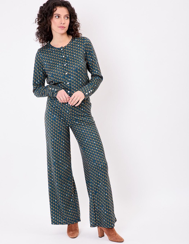 Pantalon large maille souple imprim&eacute; La Fianc&eacute;e
