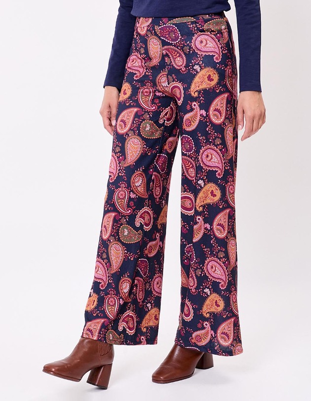 Pantalon large maille souple imprim&eacute; La Fianc&eacute;e