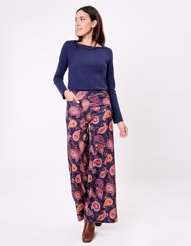 Pantalon large maille souple imprim&eacute; La Fianc&eacute;e