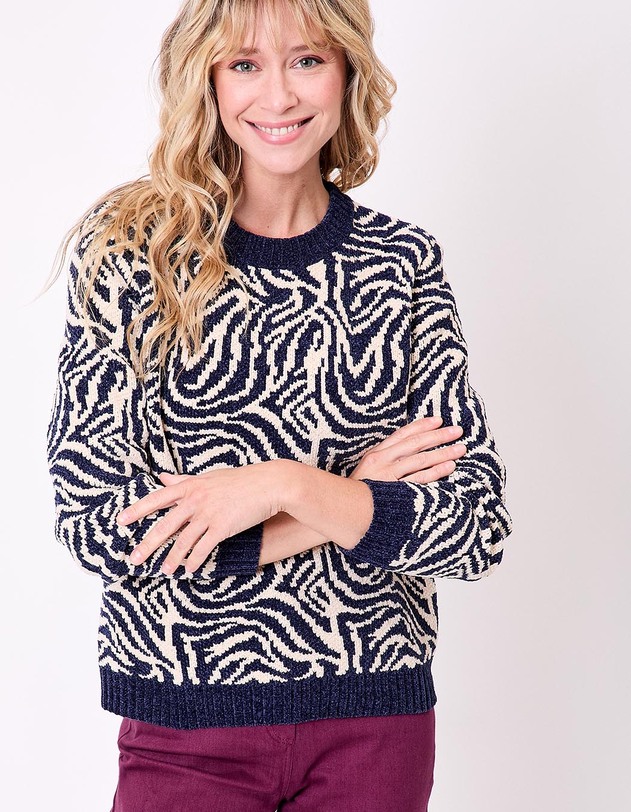 Pull maille duveteuse imprim&eacute; La Fianc&eacute;e