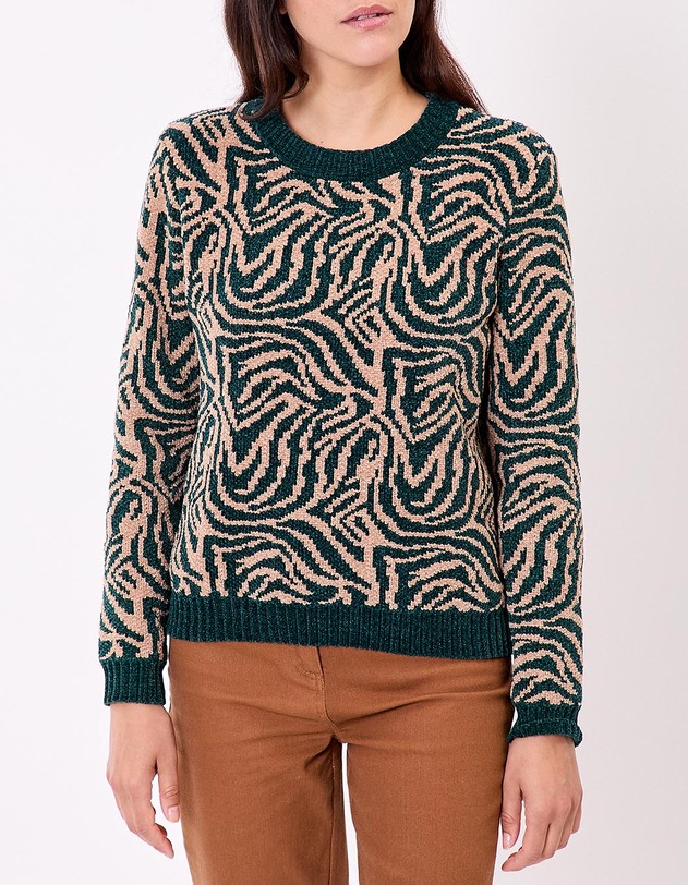 Pull maille duveteuse imprim&eacute; La Fianc&eacute;e