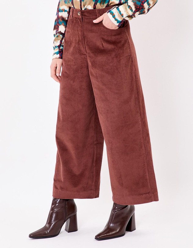 Pantalon velours large 7/8 imprim&eacute; La Fianc&eacute;e