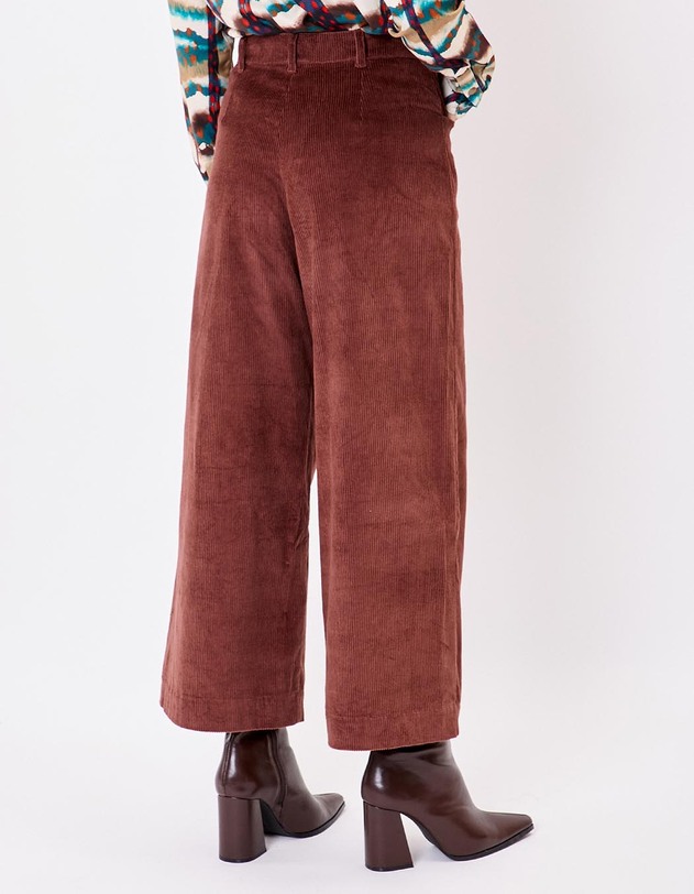 Pantalon velours large 7/8 imprim&eacute; La Fianc&eacute;e