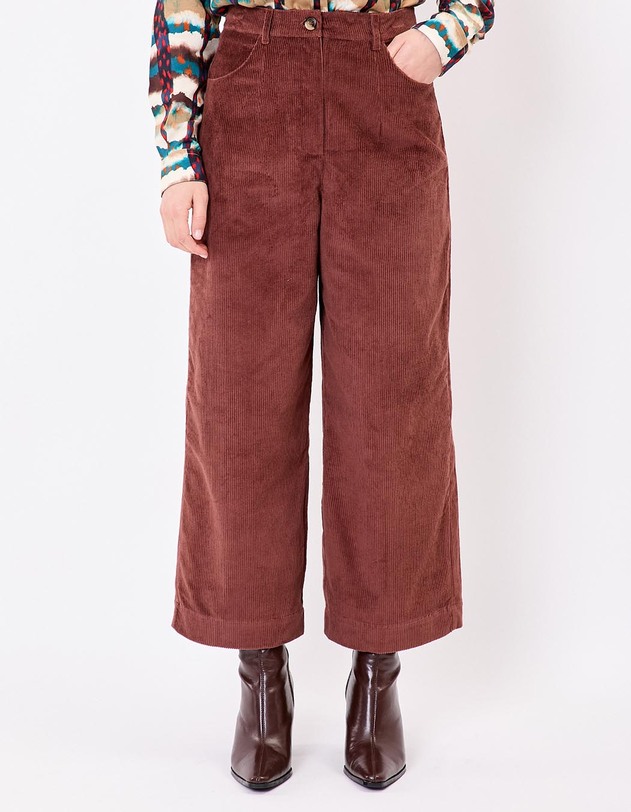 Pantalon velours large 7/8 imprim&eacute; La Fianc&eacute;e