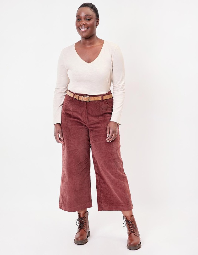 Pantalon velours large 7/8 imprim&eacute; La Fianc&eacute;e