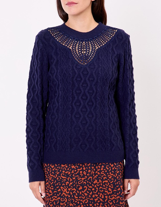 Pull maille brod&eacute;e imprim&eacute; La Fianc&eacute;e