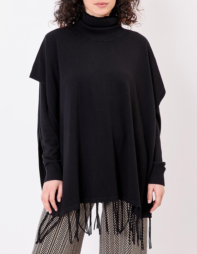 Poncho maille col roul&eacute; imprim&eacute; La Fianc&eacute;e