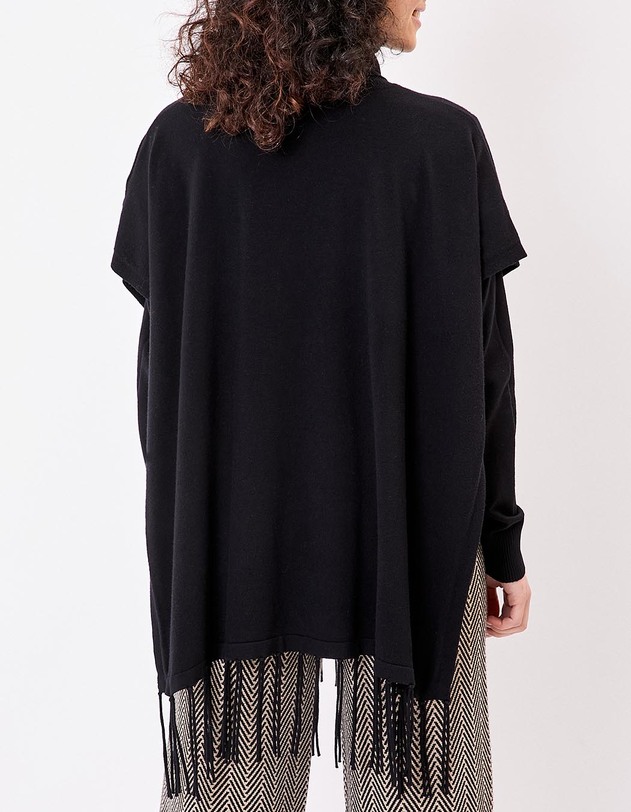 Poncho maille col roul&eacute; imprim&eacute; La Fianc&eacute;e