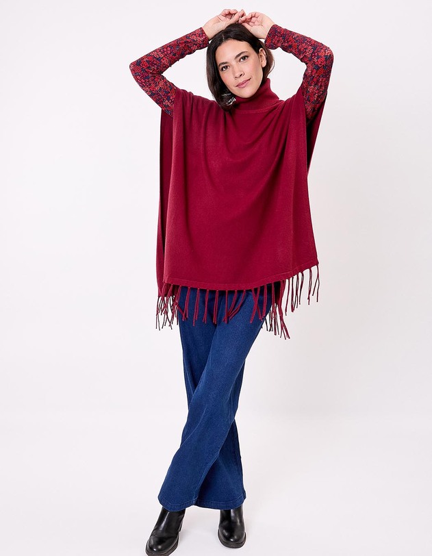 Poncho maille col roul&eacute; imprim&eacute; La Fianc&eacute;e