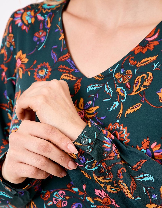 Robe fluide &eacute;vas&eacute;e imprim&eacute; La Fianc&eacute;e