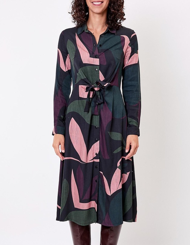 Robe chemise midi fluide &agrave; nouer imprim&eacute; La Fianc&eacute;e