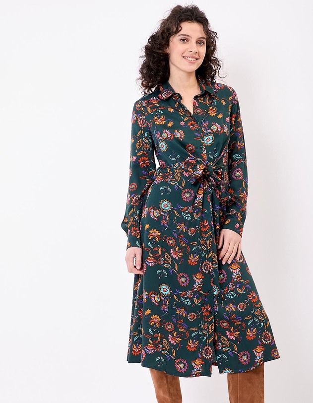 Robe chemise midi fluide &agrave; nouer imprim&eacute; La Fianc&eacute;e