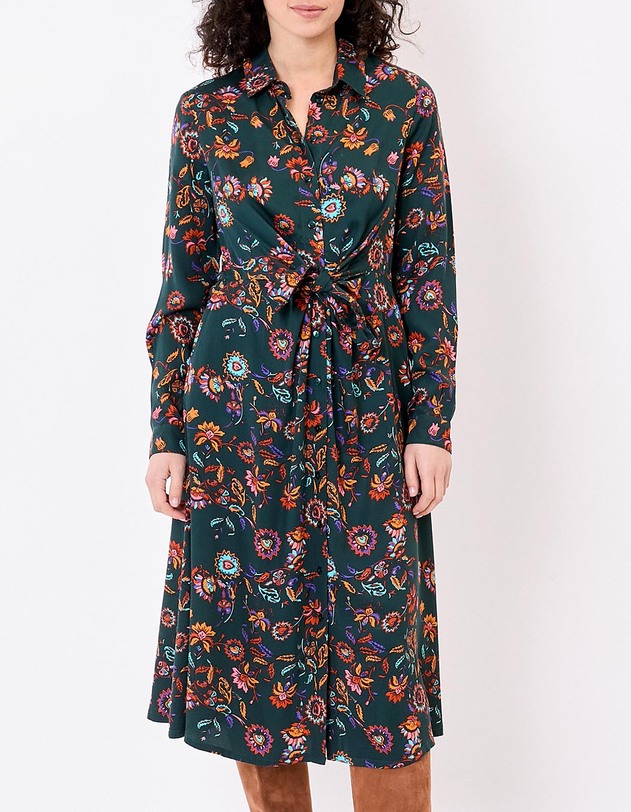 Robe chemise midi fluide &agrave; nouer imprim&eacute; La Fianc&eacute;e