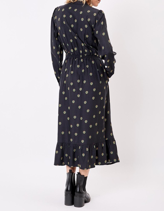 Robe midi fluide volants imprim&eacute; La Fianc&eacute;e