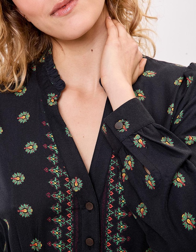 Robe midi fluide volants imprim&eacute; La Fianc&eacute;e