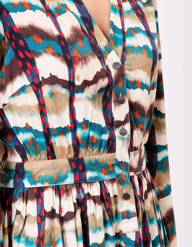 Robe midi fluide volants imprim&eacute; La Fianc&eacute;e