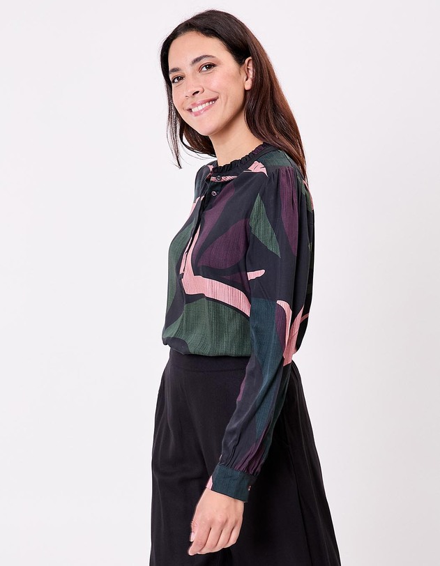 Blouse fluide volants imprim&eacute; La Fianc&eacute;e