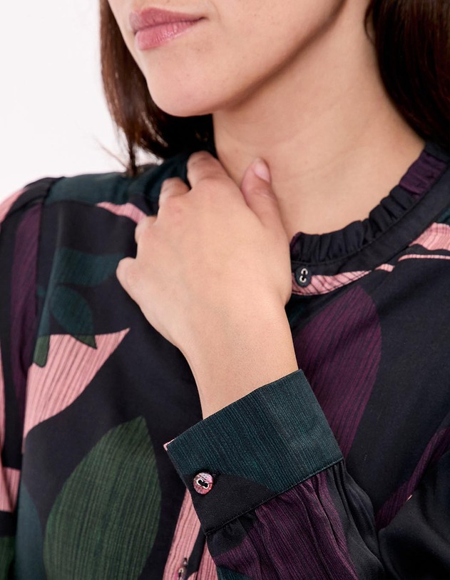 Blouse fluide volants imprim&eacute; La Fianc&eacute;e