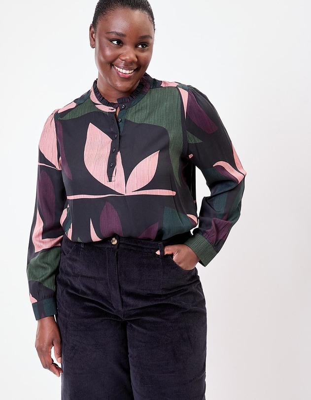 Blouse fluide volants imprim&eacute; La Fianc&eacute;e