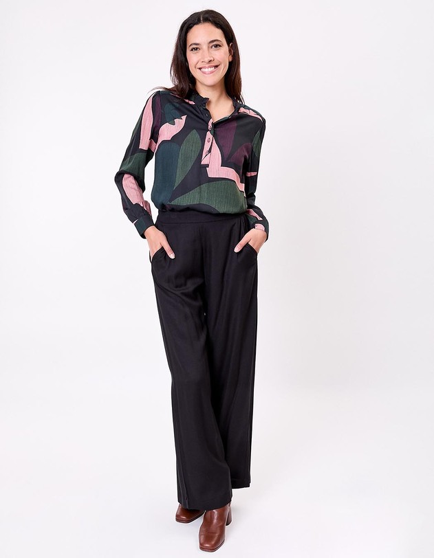 Blouse fluide volants imprim&eacute; La Fianc&eacute;e