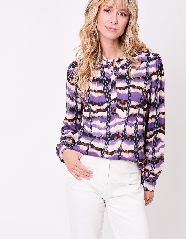 Blouse fluide volants imprim&eacute; La Fianc&eacute;e